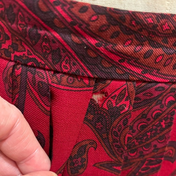 70s ABECROMBIE & FITCH BURGUNDY WHIMSIGOTH ROSE & PAISLEY KNIFE PLEAT MAXI SKIRT - Picture 10 of 13